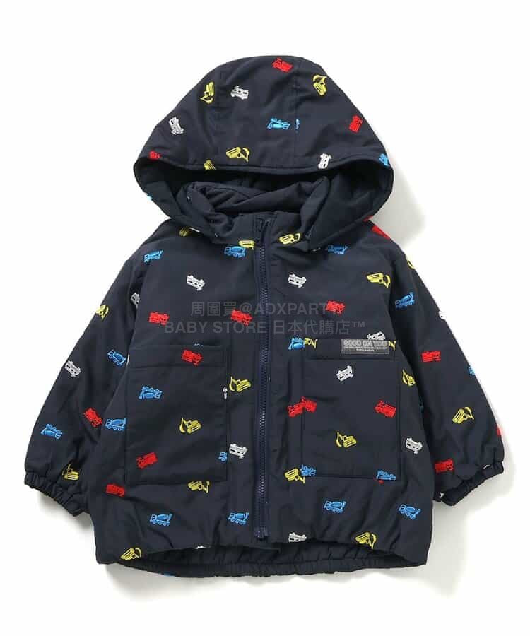 日本童裝 BREEZE 刺繡圖案夾棉外套 90-130cm 男童款 冬季(適合香港平均溫度、寒冷天氣、溫度低天氣）OUTERWEAR