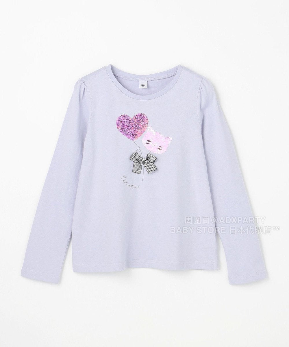 日本童裝 aF#a325 雙色珠片休閒上衣 100-150cm 女童款 秋季 TOPS