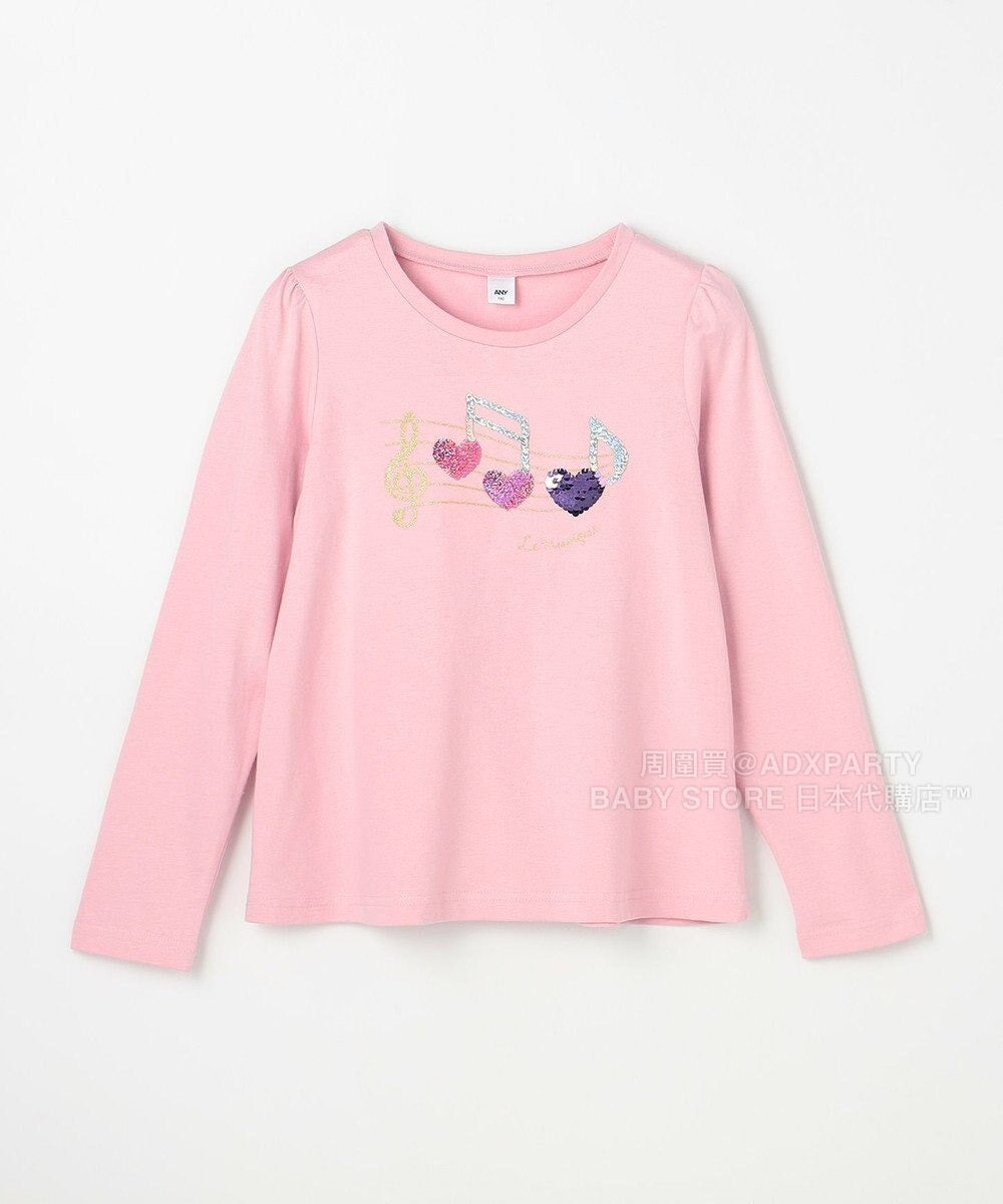 日本童裝 aF#a325 雙色珠片休閒上衣 100-150cm 女童款 秋季 TOPS