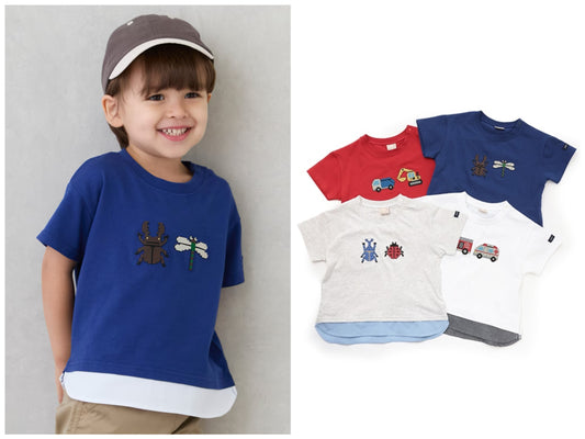 Japanese children's clothing pe#main cute printed tops 80-130cm boys summer TOPS 