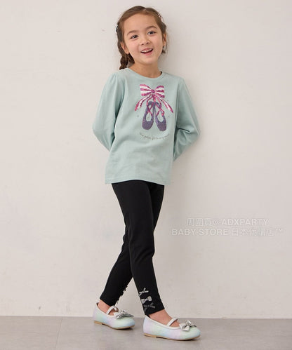 日本童裝 aF#a325 雙色珠片休閒上衣 100-150cm 女童款 秋季 TOPS