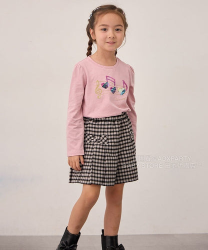 日本童裝 aF#a325 雙色珠片休閒上衣 100-150cm 女童款 秋季 TOPS