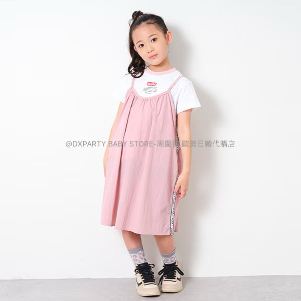 日本童裝 X-girl 側線假兩件吊帶連身裙 90-140cm 女童款 夏季 DRESSES