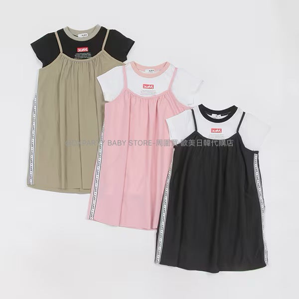 日本童裝 X-girl 側線假兩件吊帶連身裙 90-140cm 女童款 夏季 DRESSES