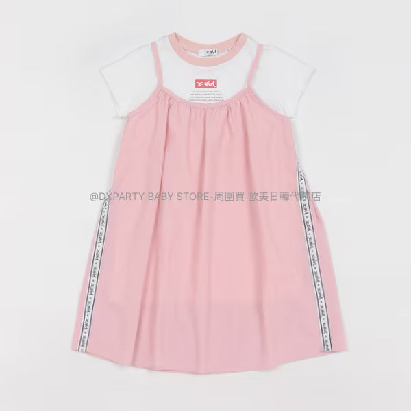 日本童裝 X-girl 側線假兩件吊帶連身裙 90-140cm 女童款 夏季 DRESSES