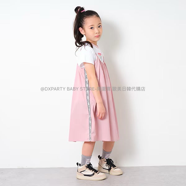 日本童裝 X-girl 側線假兩件吊帶連身裙 90-140cm 女童款 夏季 DRESSES