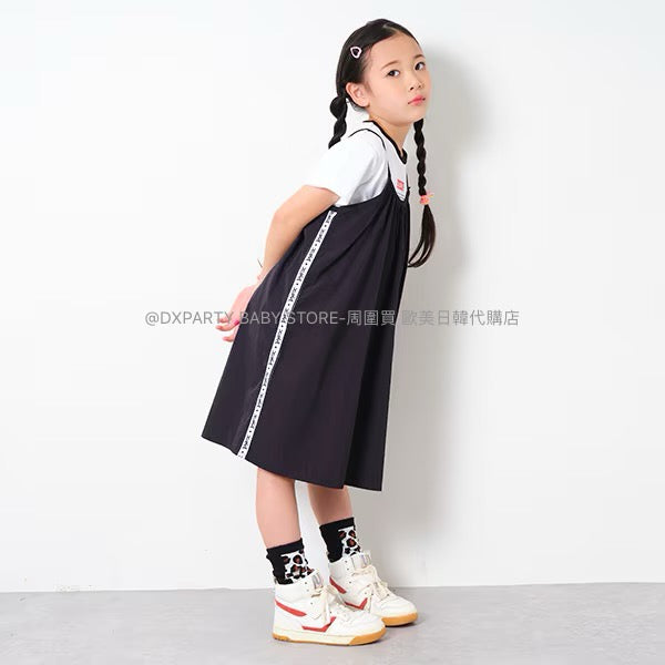 日本童裝 X-girl 側線假兩件吊帶連身裙 90-140cm 女童款 夏季 DRESSES