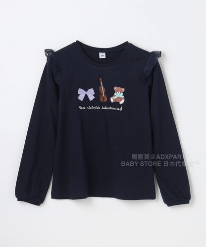 日本童裝 aF#a325 刺繡圖案上衣 100-150cm 女童款 秋季 TOPS