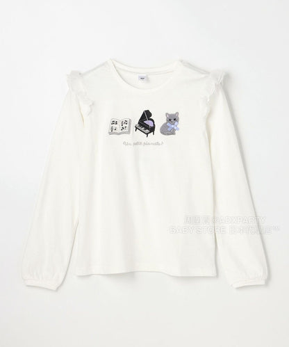 日本童裝 aF#a325 刺繡圖案上衣 100-150cm 女童款 秋季 TOPS