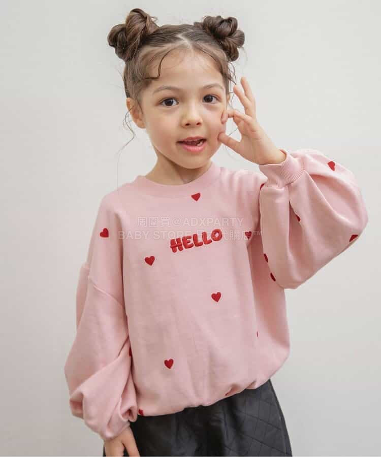 日本童裝 BREEZE 泡泡袖衛衣 80-140cm 女童款 冬季 TOPS 聖誕紅/新年紅