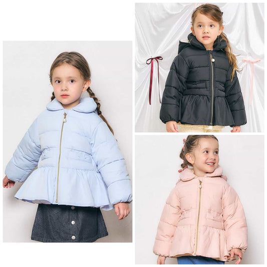 日本童裝 apres les cours 荷葉邊夾棉外套 80-140cm 女童款 秋季 (適合初秋、香港平均溫度、寒冷天氣、溫度低天氣）OUTERWEAR   【日本預售：2025年10月下旬】