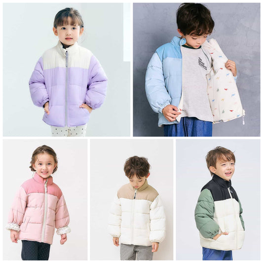 日本童裝 apres les cours 2Way 雙面兩著 夾棉外套 80-140cm 男童款/女童款 秋季 (適合初秋、香港平均溫度、寒冷天氣、溫度低天氣）OUTERWEAR   【日本預售：2025年10月下旬】