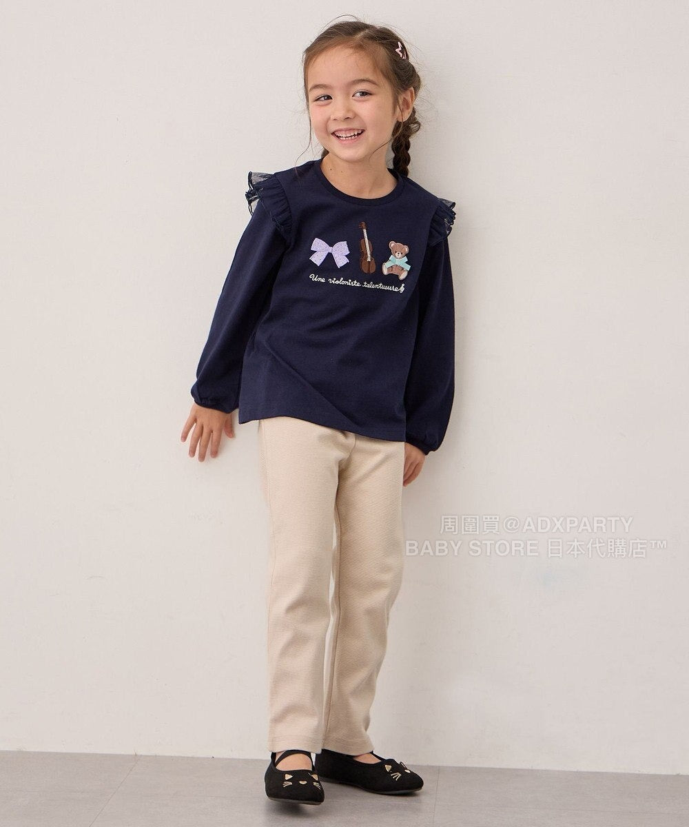 日本童裝 aF#a325 刺繡圖案上衣 100-150cm 女童款 秋季 TOPS