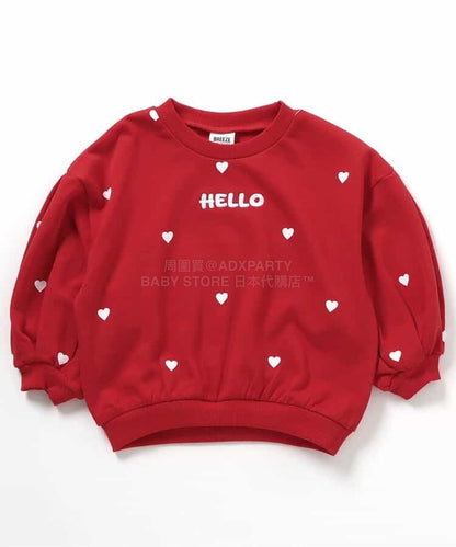 日本童裝 BREEZE 泡泡袖衛衣 80-140cm 女童款 冬季 TOPS 聖誕紅/新年紅