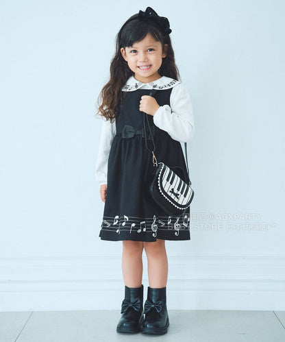 日本童裝 aF#a325 音符連身裙 110-160cm 女童款 秋季 DRESSES 面試/宴會/表演