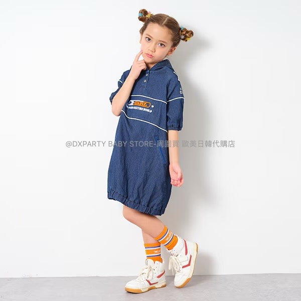 日本童裝 X-girl 刺繡清爽牛仔連身裙 90-140cm 女童款 夏季 DRESSES