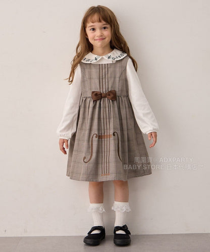 日本童裝 aF#a325 音符連身裙 110-160cm 女童款 秋季 DRESSES 面試/宴會/表演