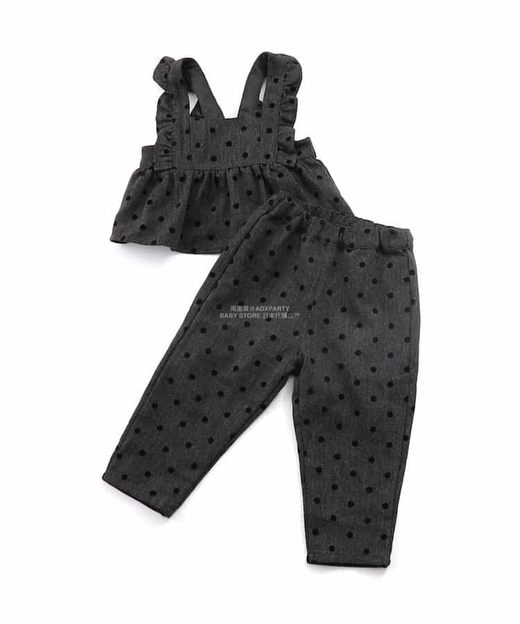 日本童裝 SERAPH 波點兩件套裝 80-140cm 女童款 秋季 TOPS PANTS