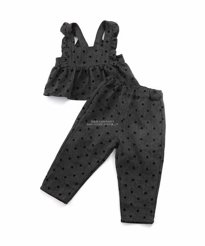 日本童裝 SERAPH 波點兩件套裝 80-140cm 女童款 秋季 TOPS PANTS