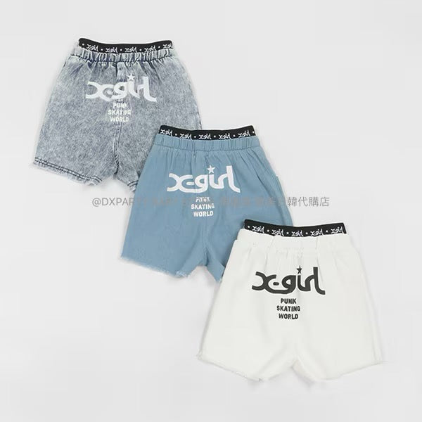 日本童裝 X-girl 背面LOGO印花牛仔短褲 90-140cm 女童款 夏季 PANTS