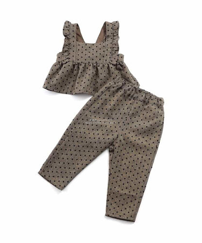 日本童裝 SERAPH 波點兩件套裝 80-140cm 女童款 秋季 TOPS PANTS