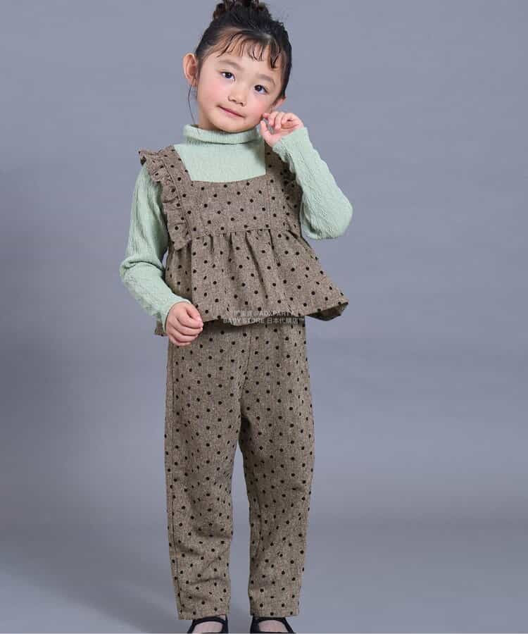 日本童裝 SERAPH 波點兩件套裝 80-140cm 女童款 秋季 TOPS PANTS