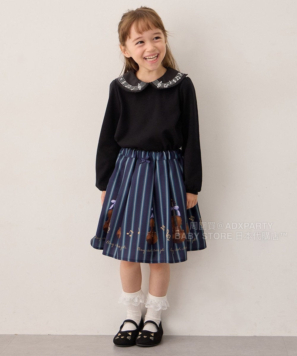 日本童裝 aF#a325 音符襯衫上衣 110-160cm 女童款 秋季 TOPS 面試/宴會/表演