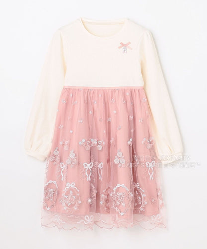 日本童裝 aF#a325 網紗拼接連身裙 100-140cm 女童款 秋季 DRESSES 面試/宴會/表演