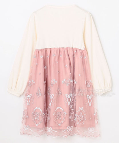 日本童裝 aF#a325 網紗拼接連身裙 100-140cm 女童款 秋季 DRESSES 面試/宴會/表演