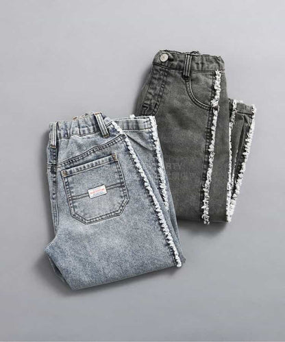 日本童裝 BREEZE 側邊流蘇牛仔褲 80-140cm 女童款 冬季 PANTS