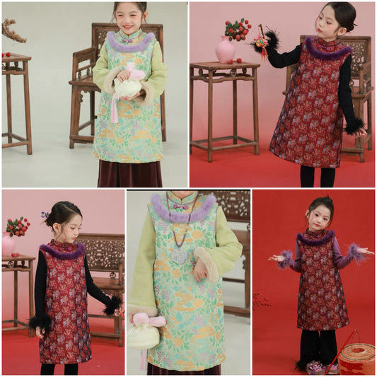 新年童裝 唐裝套裝 80-160cm 女童款 新年中式華服唐裝 新春馬年 2026年 AAA