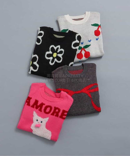 日本童裝 BREEZE 圖案針織衫 80-140cm 女童款 冬季 TOPS