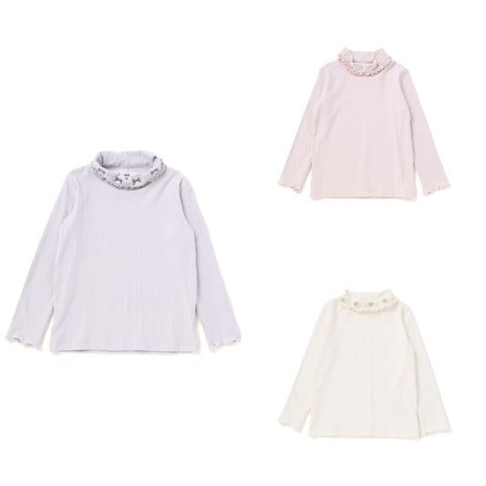 日本童裝  SLAP SLIP 荷葉邊高領長袖上衣 80-130cm 女童款 冬季 TOPS
