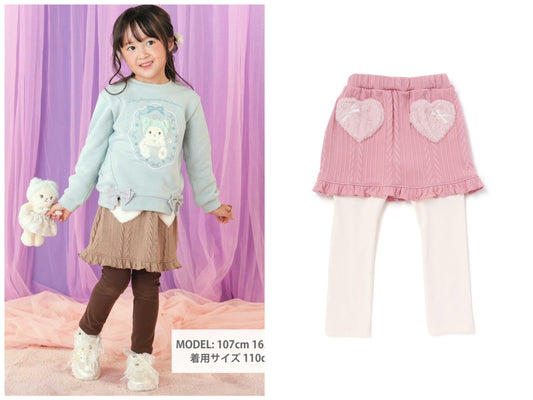日本童裝  SLAP SLIP 假兩件毛毛口袋裙連褲 80-120cm 女童款 冬季  SKIRTS PANTS