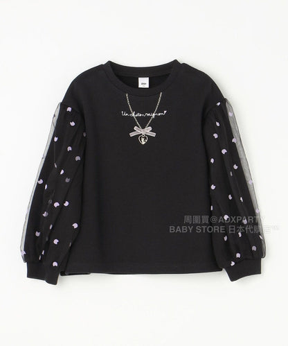 日本童裝 aF#a325 網紗泡泡袖衛衣 110-160cm 女童款 秋季 TOPS