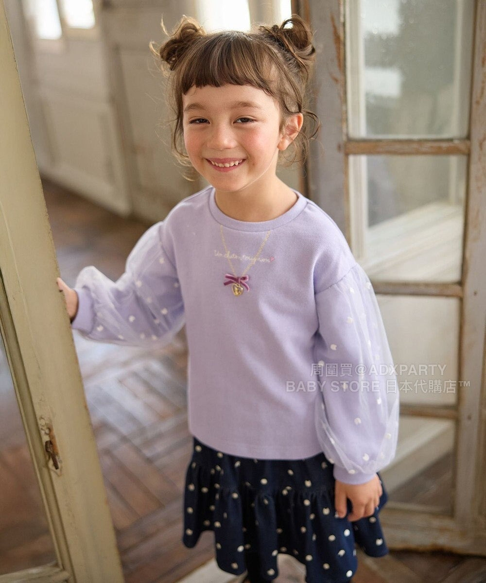 日本童裝 aF#a325 網紗泡泡袖衛衣 110-160cm 女童款 秋季 TOPS