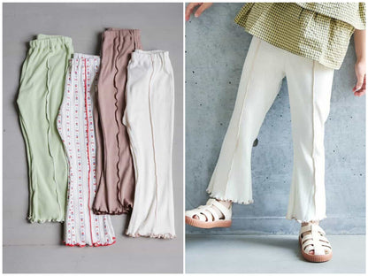 日本童裝 apres les cours 羅紋喇叭褲 70-140cm 女童款 夏季 初生嬰兒 PANTS