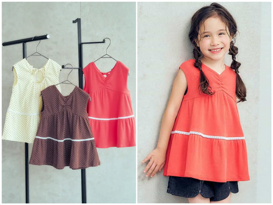 日本童裝 apres les cours 露背荷葉背心 80-140cm 女童款 秋季 TOPS