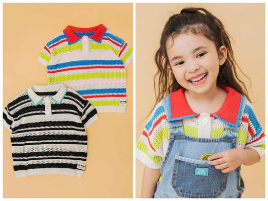 日本童裝 BREEZE I'm Jelly 條紋針織Polo上衣 90-140cm 男童款/女童款 夏季 TOPS