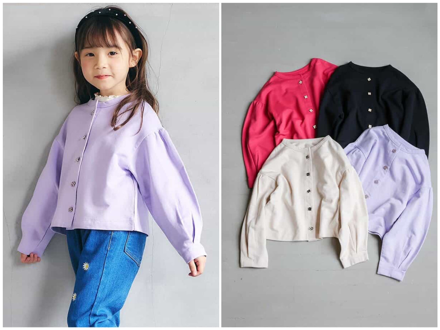 日本童裝 apres les cours 花花紐扣外套 80-140cm 女童款 秋季 OUTERWEAR 聖誕紅/新年紅