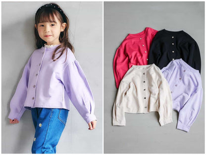 日本童裝 apres les cours 花花紐扣外套 80-140cm 女童款 秋季 OUTERWEAR 聖誕紅/新年紅