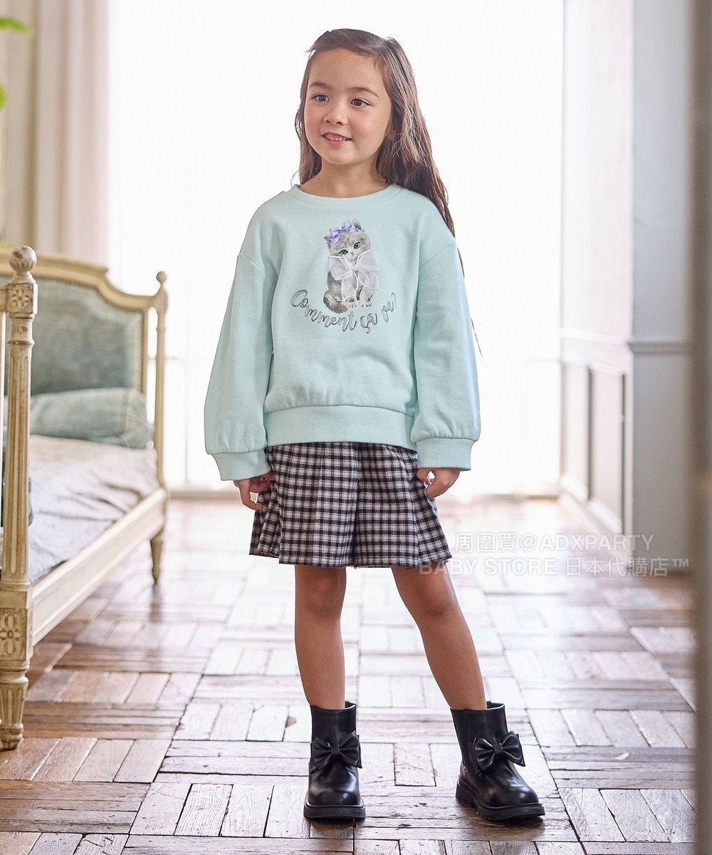日本童裝 aF#a325 絲帶貓咪衛衣 100-160cm 女童款 秋季 TOPS