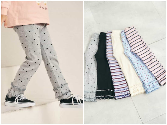 日本童裝 apres les cours 荷葉邊羅紋長褲 80-130cm 女童款 秋季 PANTS
