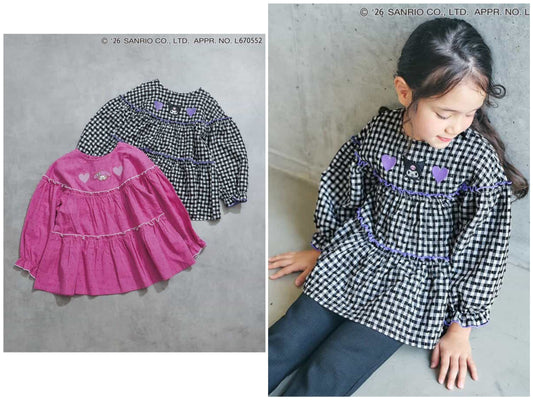 日本童裝 apres les cours x Sanrio 刺繡圖案上衣 80-140cm 女童款 秋季 TOPS