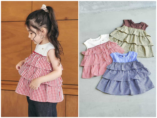 日本童裝 apres les cours 層疊背心上衣 80-140cm 女童款 秋季 TOPS 聖誕紅/新年紅