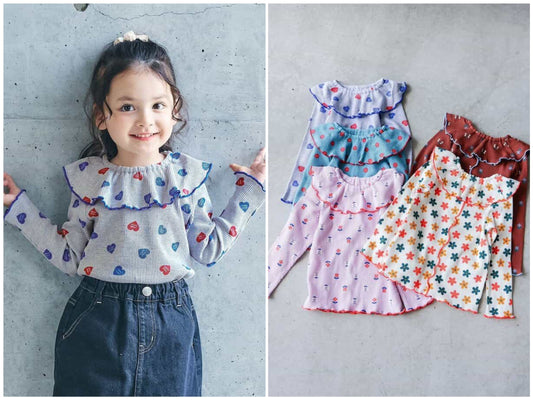 日本童裝 apres les cours 華夫格紋大領上衣 80-140cm 女童款 秋季 TOPS