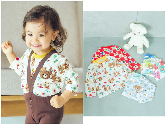 日本童裝 apres les cours x tiny bear Palette 全印花上衣 70-90cm 男童款/女童款 初生嬰兒 秋季 TOPS 聖誕紅/新年紅