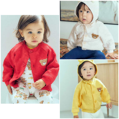 日本童裝 apres les cours x tiny bear Palette 提花外套 70-90cm 男童款/女童款 初生嬰兒 秋季 OUTERWEAR 聖誕紅/新年紅