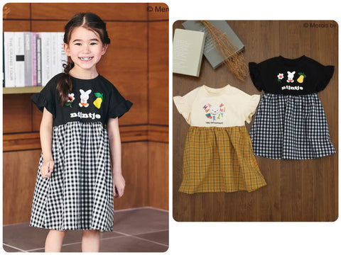 日本童裝 SERAPH x miffy 70周年 格仔拼接連身裙 80-140cm 女童款 夏季 其他品牌童裝 DRESSES