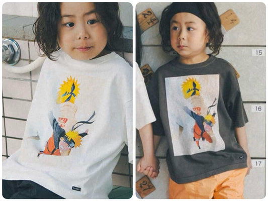FOKIDS x NARUTO - Japan-made printed short-sleeved tops (100-140cm) for boys and girls. Summer other brand children's clothing TOPS 